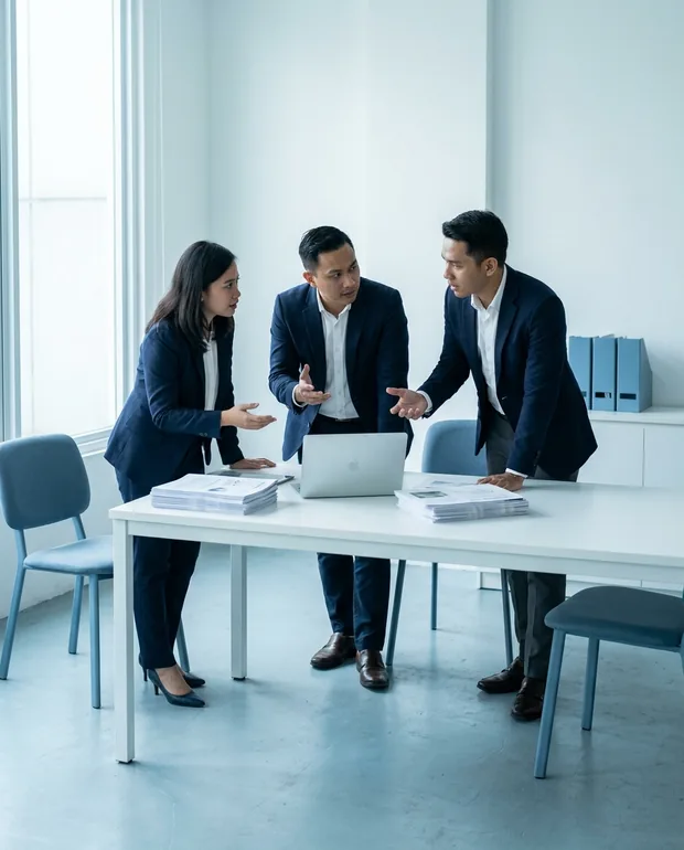 Tigana consultants reviewing reports with a client team